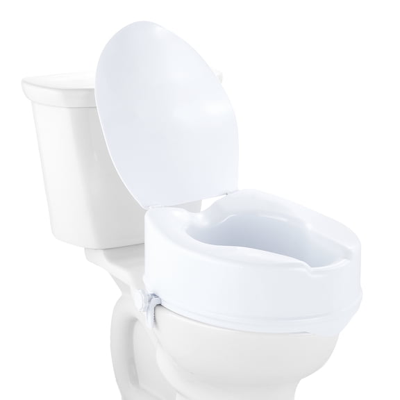 KFFKFF Raised Toilet Hard Seat adds 6" Height, White, 300 lbs Limit