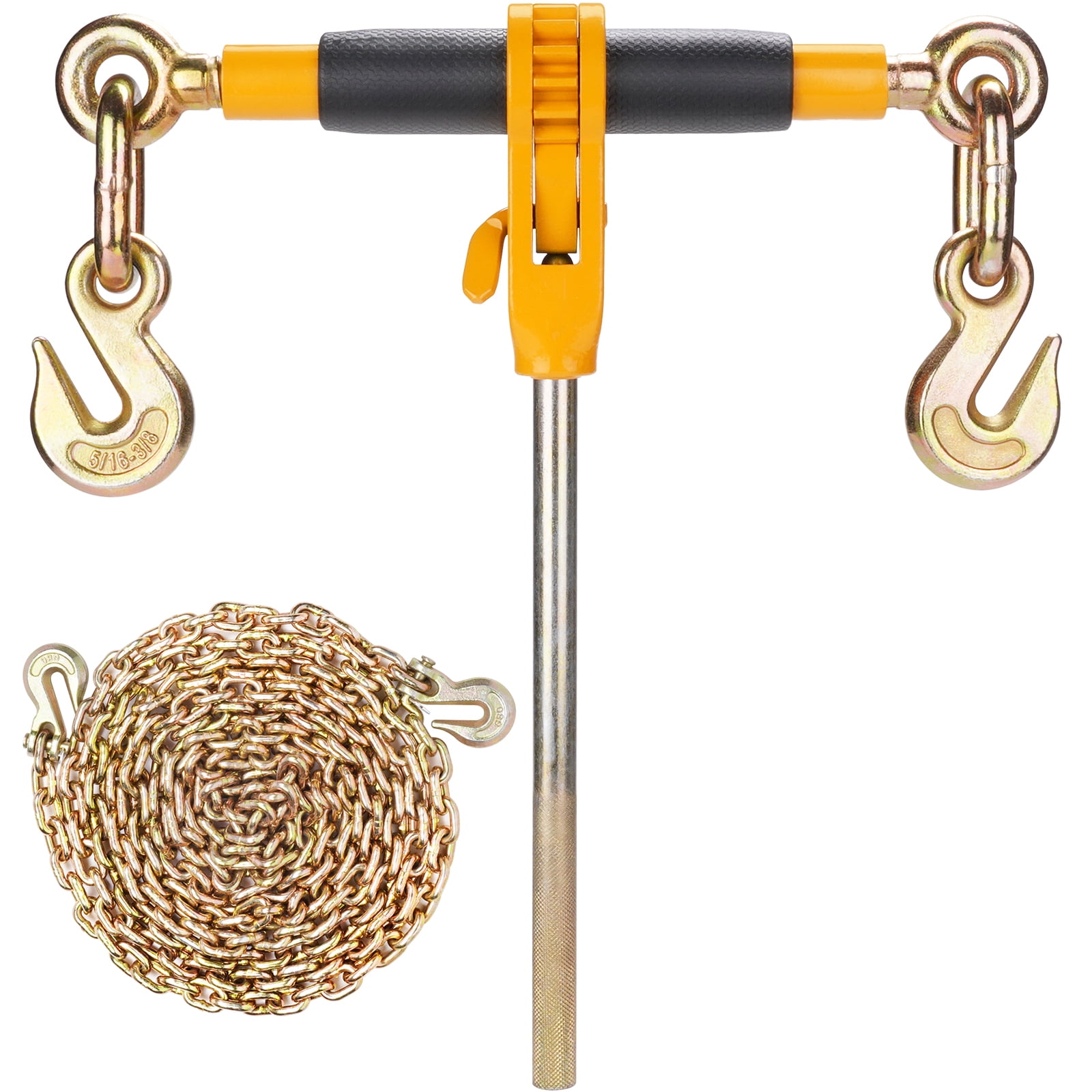 SKYSHALO Ratchet chain Binder 7100 lbs w/ G80 Chains 2 Pcs, 5/16"3/8