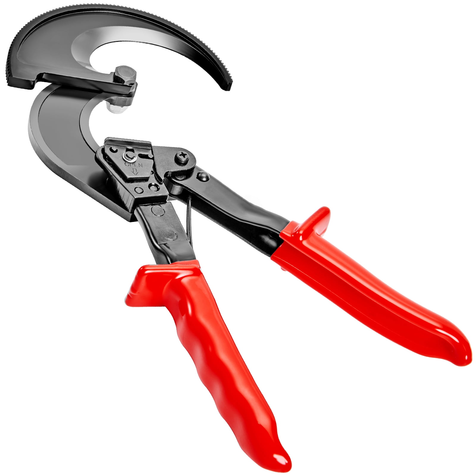 KFFKFF Ratcheting Cable Cutter, 11" Ratchet Wire and Cable Cutter, Cut up to 400 mm², with Comfortable Grip Handles, Easy to Use Quick-Release Lever, Silicon-Manganese Spring Steel Blade