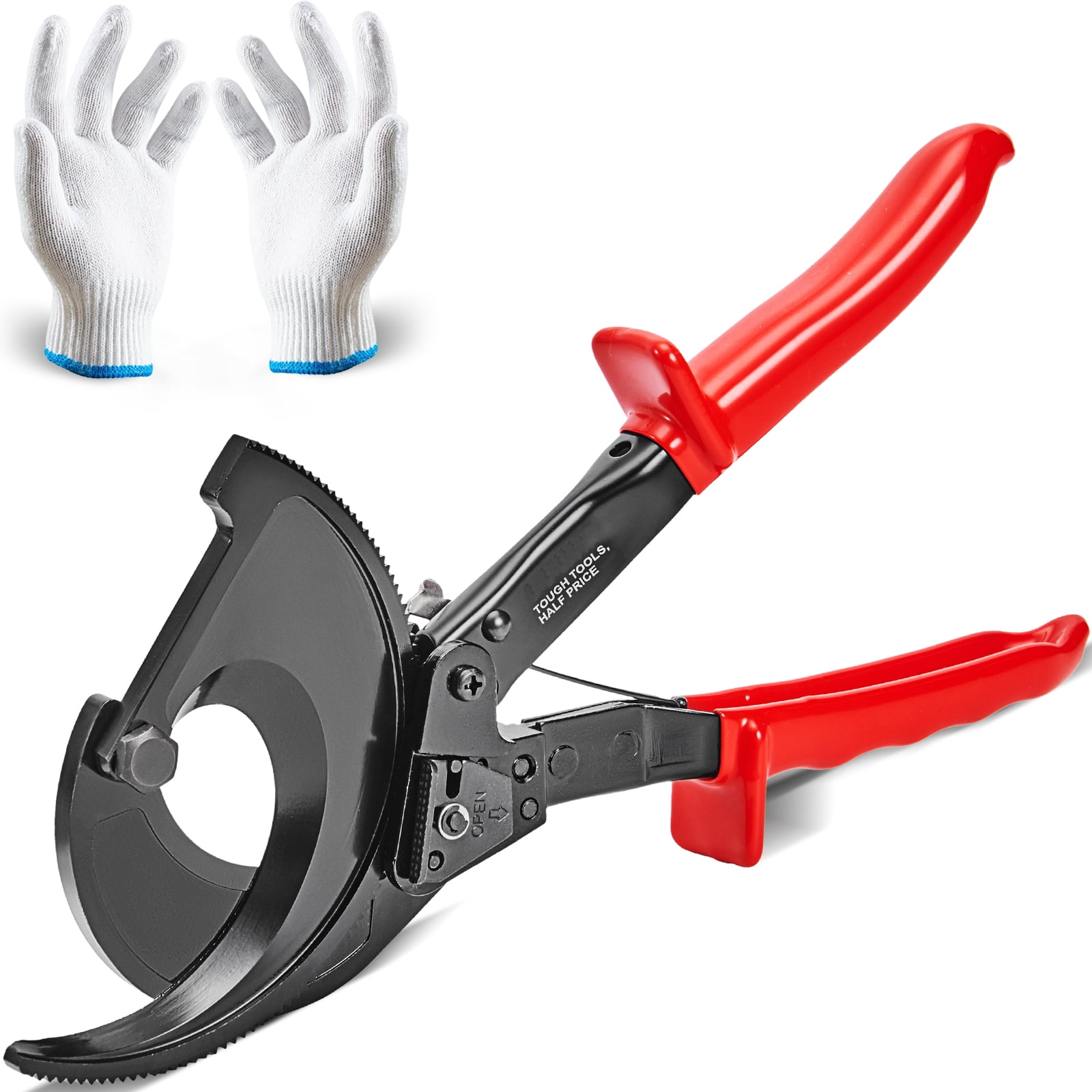 VEVOR Ratcheting Cable Cutter 11 Ratchet Wire and Cable Cutter Cut Up to 400 mm with Comfortable Grip Handles Easy to Use Quick Release lever