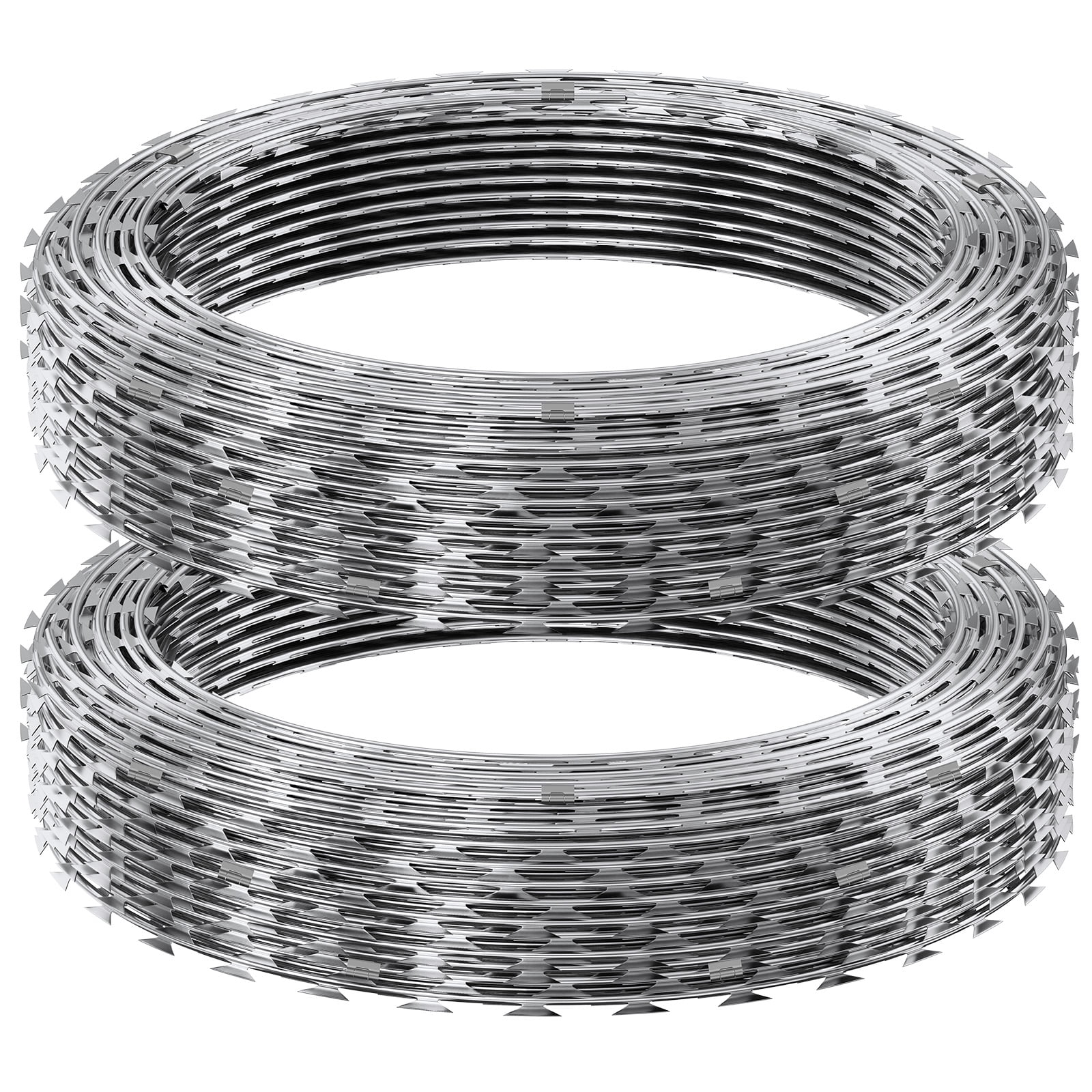 Galvanized Double Spiral Razor Wire Fence Set, 98 ft Coverage