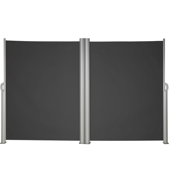 KFFKFF Retractable Side Awning 236" x 71",Double Retractable Patio Screen Waterproof, Retractable Room Divider Black for Privacy, Garden, Outdoor, Patio and Terrace