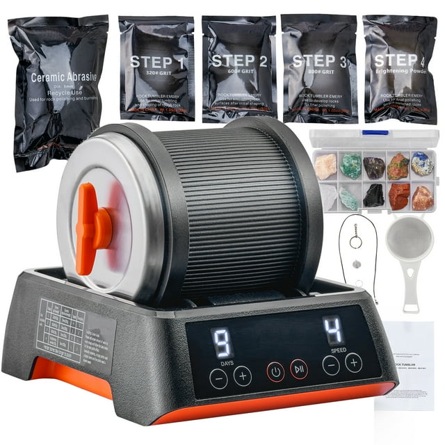 SKYSHALO Rock Tumbler Kit, Hobby Edition Includes Rough Stone, Durable