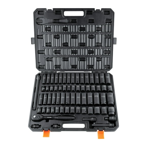SKYSHALO SS213878655, 1/2" Impact Socket Wrench & Set, 65 Piece