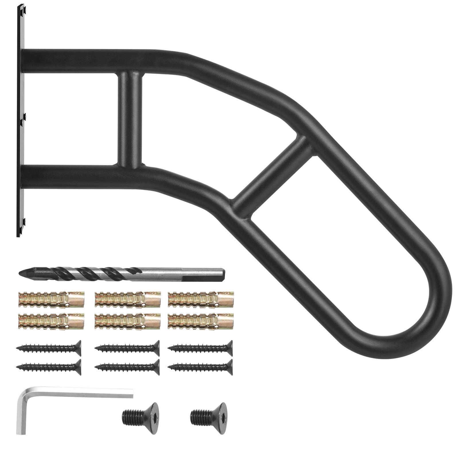 SKYSHALO Safety Handrails for Exterior Steps, 29" Long, Wall-Mounted U-Shaped Railings, Matte Black Finish, Supportive for Children, Seniors, Expectant Mothers, and Individuals with Disabilities