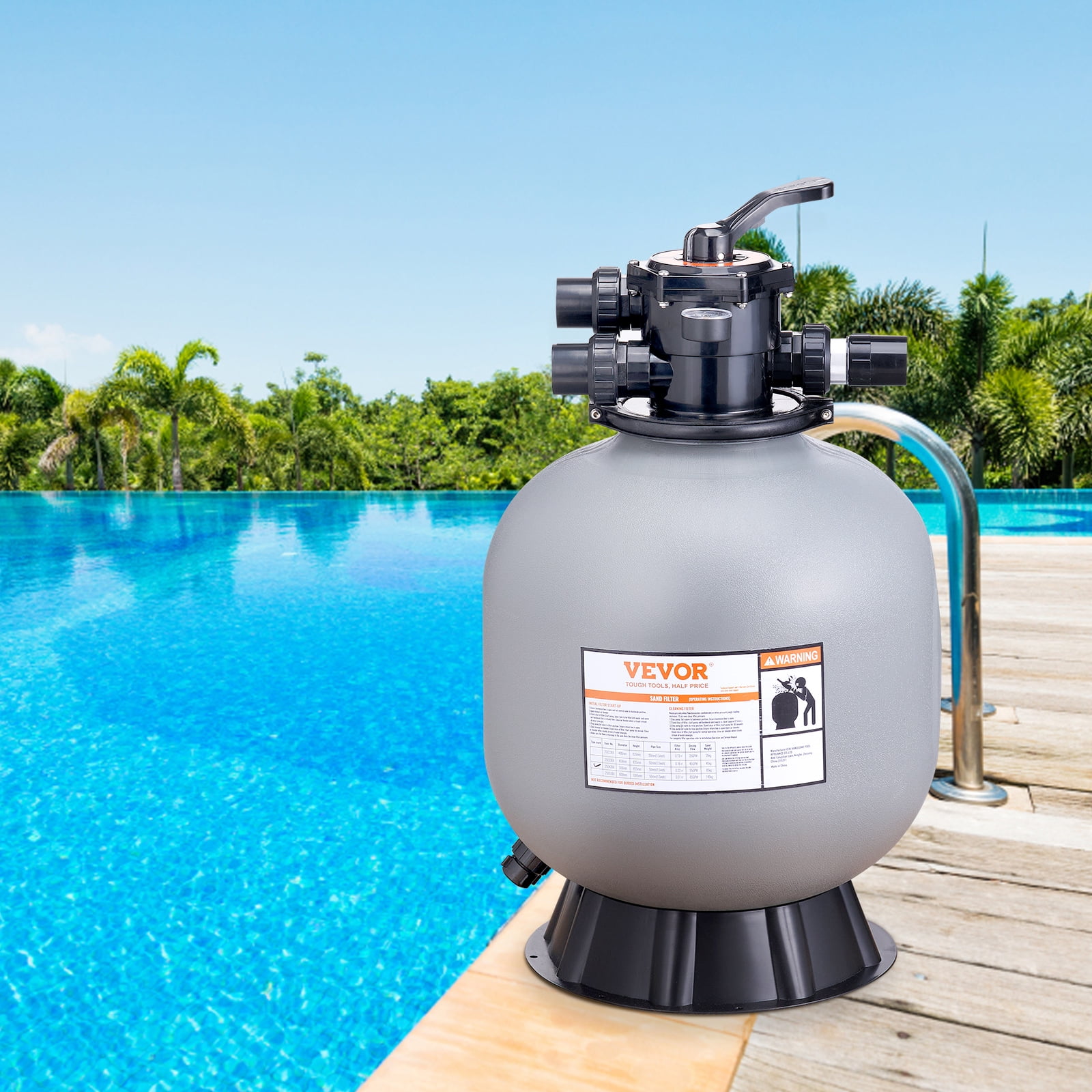 SKYSHALO Sand Filter 22" Above Inground Swimming Pool Sand Filter with