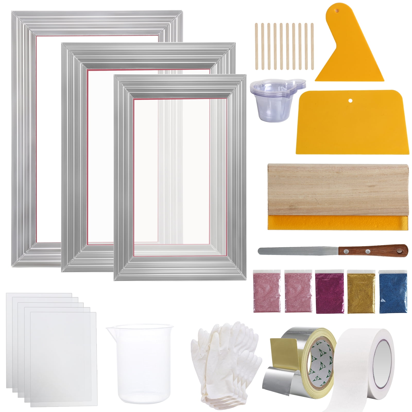 SKYSHALO Screen Printing Kit, 3 Pieces Aluminum Silk Screen Printing