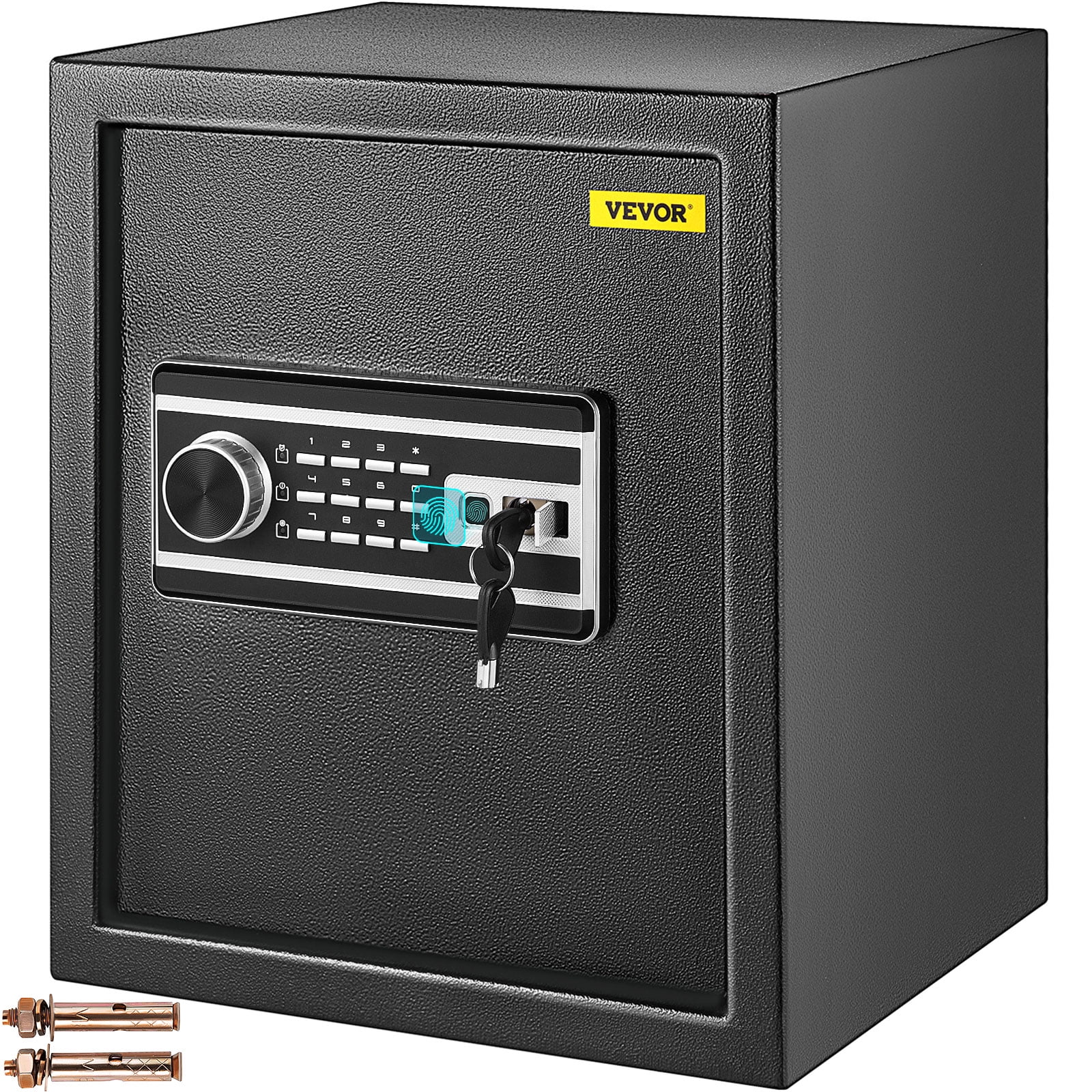 KFFKFF Security Safe 1.7 Cubic Feet Electronic Safe with Fingerprint Lock 48L Digital Safe Box with Two Override Keys Fireproof Safe Carbon Steel for Home Hotel Restaurant and Office