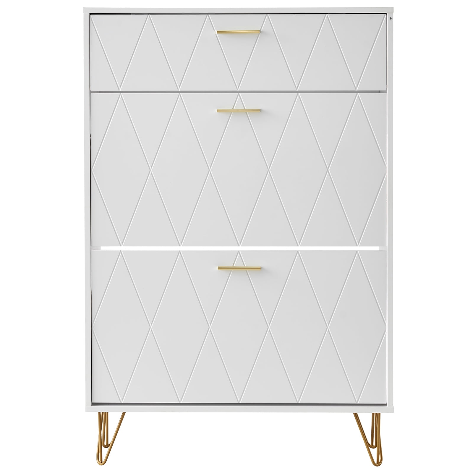 KFFKFF Shoe Cabinet with Triple Flip Compartments, Entryway Shoe Rack, Upright Shoe Holder for Various Footwear, Ideal for Hallway, Living Space