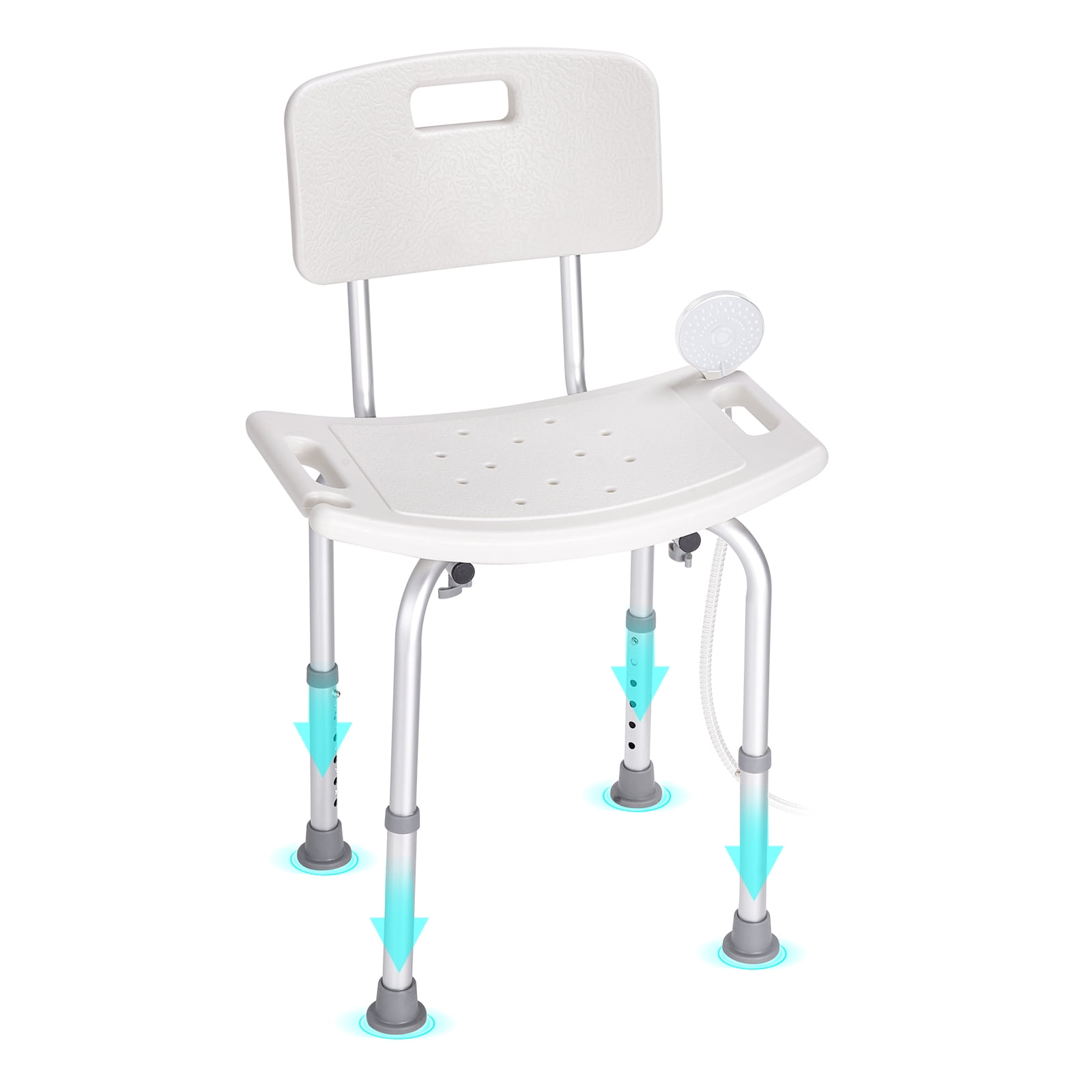 SKYSHALO Shower Chair, Adjustable Backrest Shower Bench, Height