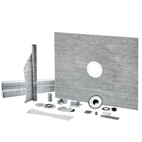 KFFKFF Shower Curb Kit and Shower Pan Kit, 60x48" with 2-inch Central Flange, PVC Waterproof.
