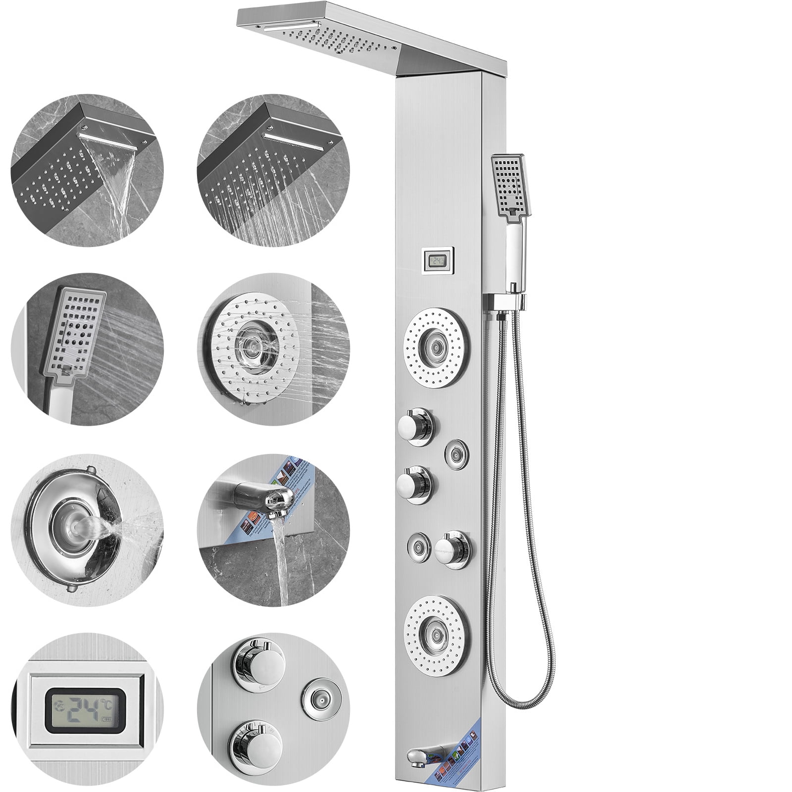 KFFKFF Shower Ensemble, Features 6 Spraying Options, LED & Screen ...
