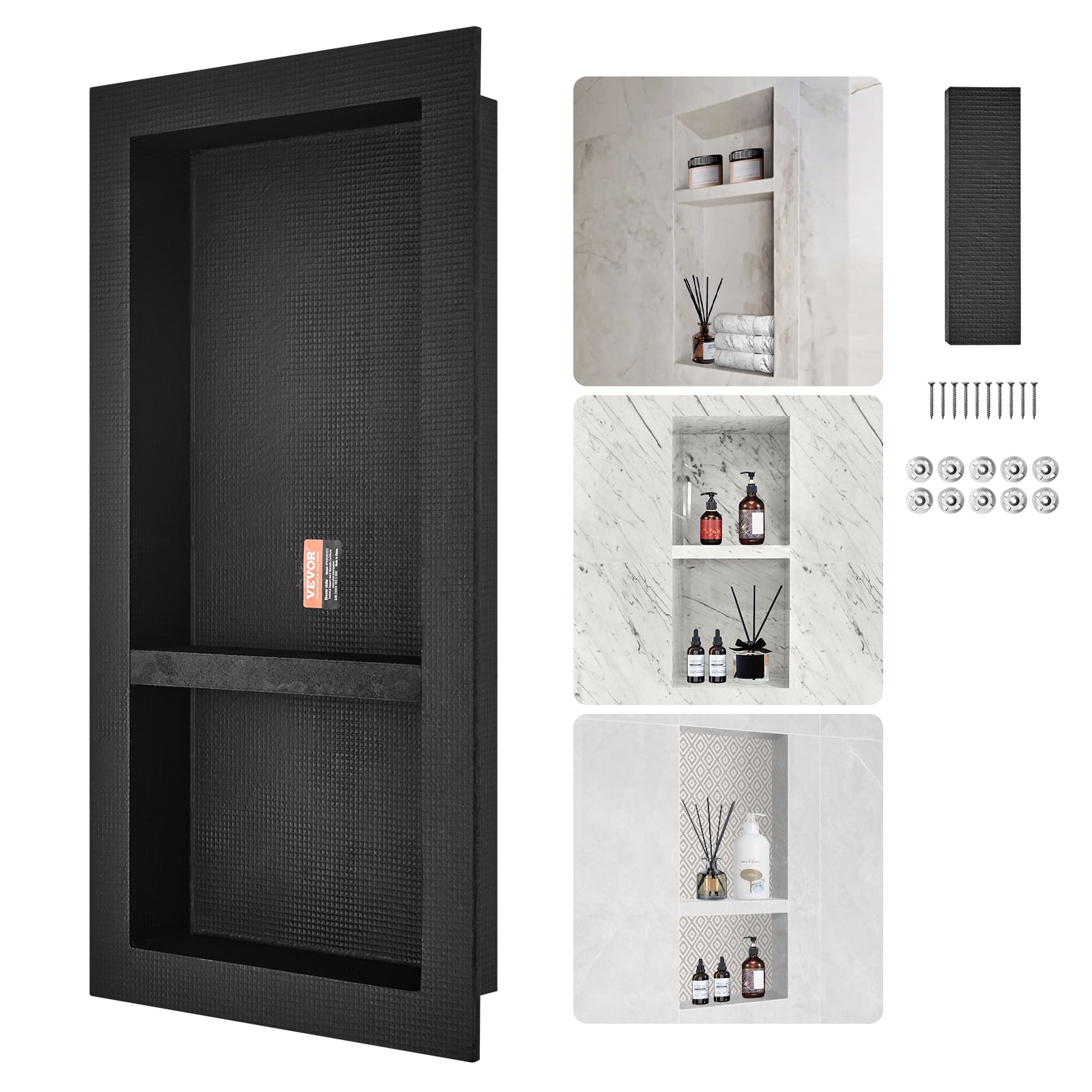 SKYSHALO Shower Niche 16x32x4" Double Shelf Wall-inserted for Shower ...