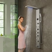 SKYSHALO Shower Panel Tower System 6 Modes Hydroelectricity LED Stainless Steel