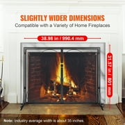 SKYSHALO Single Panel Fireplace Screen with Access Door, Durable Iron Mesh, 39"L x 31.6"H Protective Spark Guard, Easy Setup, Standalone Fire Barrier for Home Living Room Decoration, Classic Design