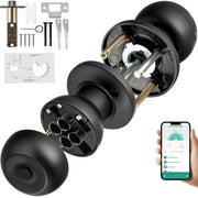 KFFKFF Smart Door knob, Fingerprint Smart Lock Biometric Door knob with App Control, Great for Bedrooms,Cloakroom,Apartments Offices,Hotels Matte Black