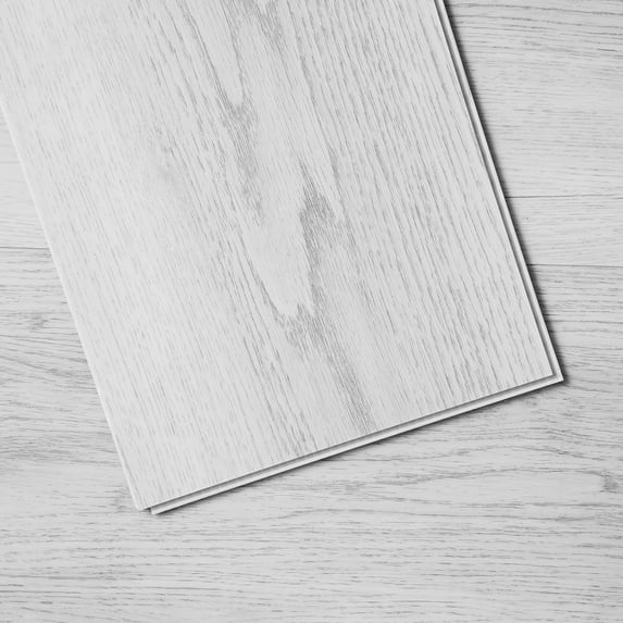 KFFKFF Snap-On Vinyl Flooring Tiles, 48 x 7.3 in, 10-Pack, 5.5mm, Light Gray Wood Finish, Ideal for Kitchens, Dining Areas, Bedrooms & Bathrooms, Simplifies Home Improvement