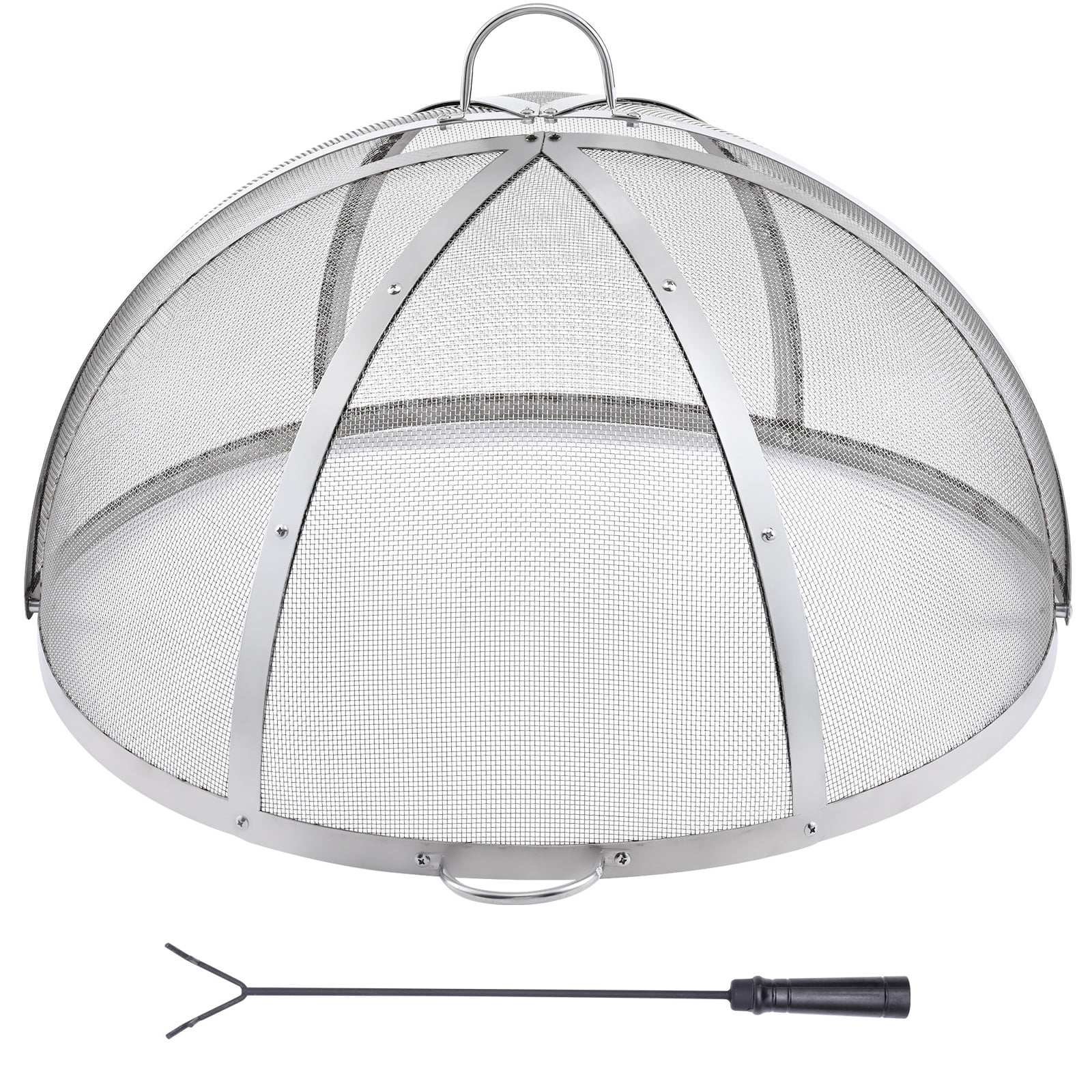 SKYSHALO Spark Guard for Firepits, 30" Size, Circular Outdoor Fire Pit Protection, Metal Lid, Stainless Steel, Simple Lift Design, for Patio and Garden Fire Bowls