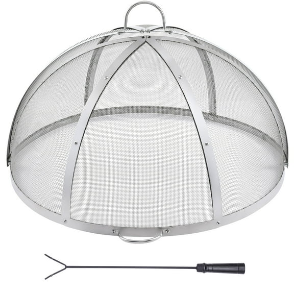 SKYSHALO Spark Guard for Firepits, 30" Size, Circular Outdoor Fire Pit Protection, Metal Lid, Stainless Steel, Simple Lift Design, for Patio and Garden Fire Bowls
