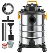 SKYSHALO Stainless Steel Wet Dry Vac, 8 Gallon, 6 Peak HP, 2 in 1 Shop Vacuum with Blowing Function, Portable with Attachments to Clean Floor, Upholstery, Gap, Car