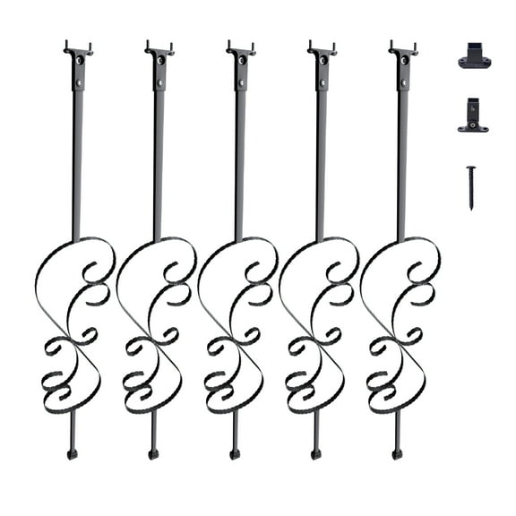 KFFKFF Staircase Metal Balusters - 44" Steel Deck Spindles with Shoes, Screw-in S Shap