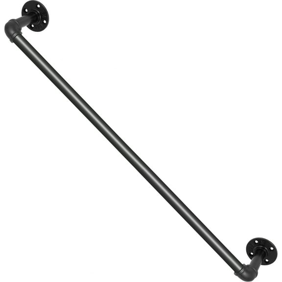 KFFKFF Staircase and Railing Handrails with Wall Mount Supports Screw, Carbon Steel Black, 4.85 lb
