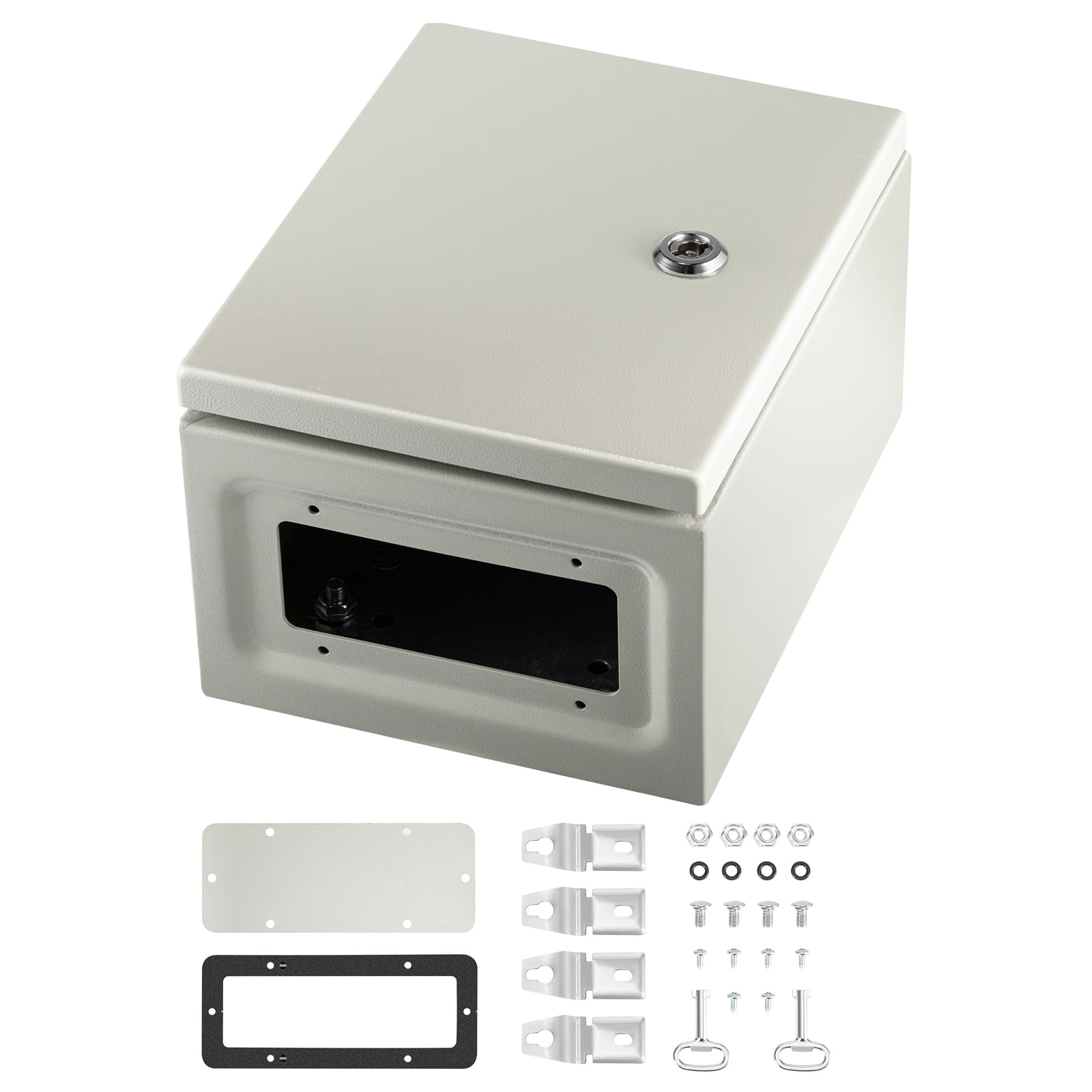 KFFKFF Steel Electrical Box 10 x 8 x 6 Electrical Enclosure Box, Carbon Steel Hinged Junction Box, IP65 Weatherproof Metal Box