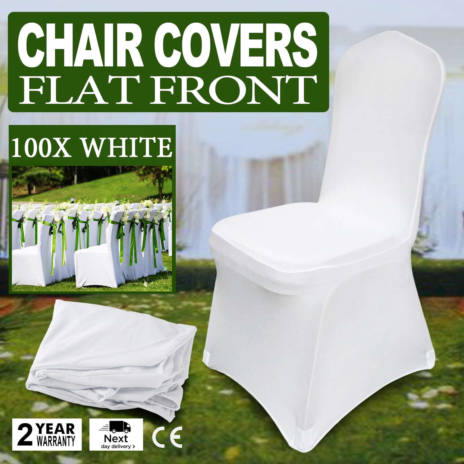 SKYSHALO Stretch Fabric 100 Piece Polyester Chair Slipcovers, White