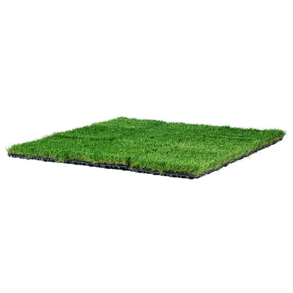 SKYSHALO Synthetic Grass Deck Tiles, 18 Pieces - 12"x12", Interlocking Faux Turf Mats with Self-Draining Design, Ideal for Various Indoor & Outdoor Spaces, Entryways, and Pet Areas