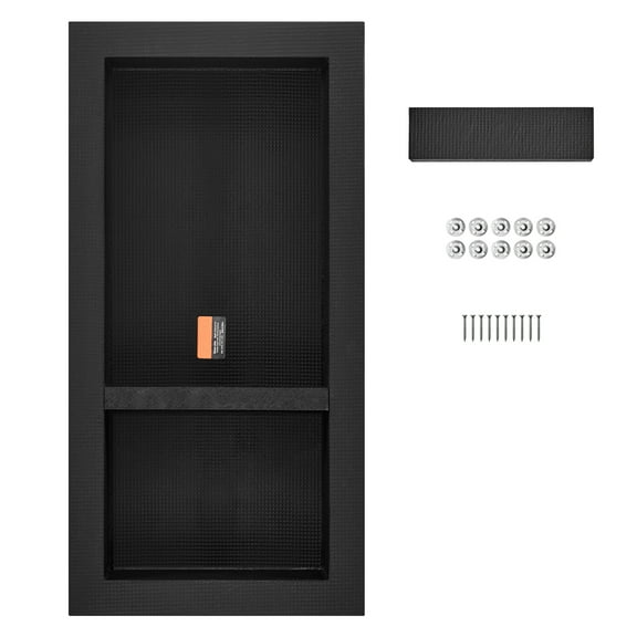 SKYSHALO Tile-Ready Shower Niche 16" x 32", Dual Shelf, Square Corner, Wall Recessed Organizer, Sealed for Protection, Contemporary Soap and Shampoo Storage for Bathroom, Black