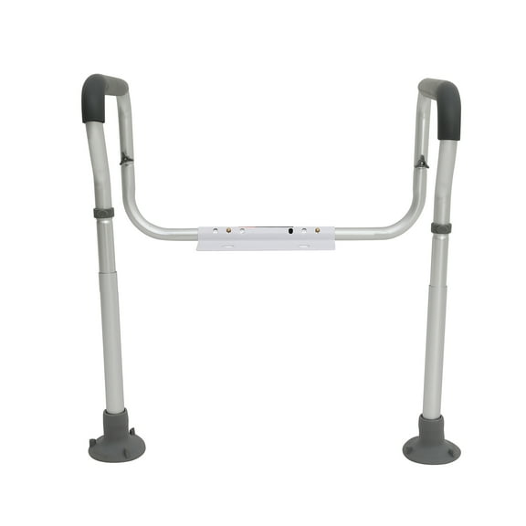 KFFKFF Toilet Support Rail, Adjustable Bathroom Safety Frame for Toilet Seat, Fits Most Toilets, 300lbs Capacity, Equipped with Cushioned Armrests for Elderly, Handicapped, and Disabled Users