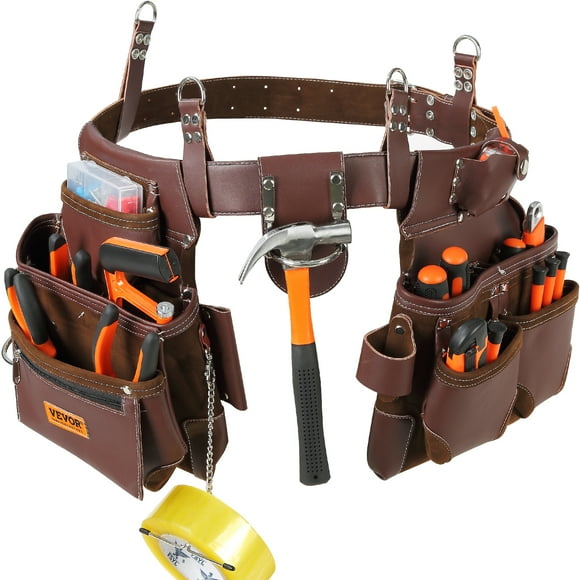 SKYSHALO Tool Belt Carpenter Construction Tool Pouch 22 Pockets 29"-54" Waist Size