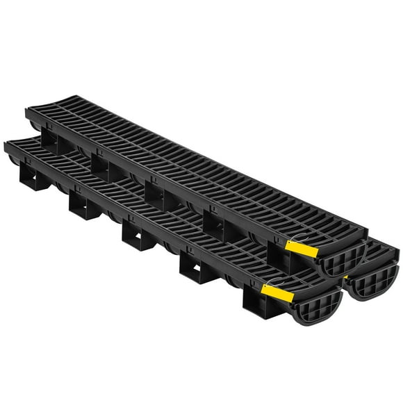 SKYSHALO Trench Drain System Channel Drain with Plastic Grate 5.8x3.1" HDPE Drainage Trench, Black Plastic Garage Floor Drain 3x39" Trench Drain Grate