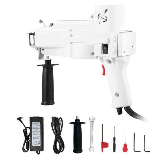 KFFKFF Tufting Gun, Cut Pile Rug Gun Machine, Electric Carpet Weaving Flocking 5-50 Stitches/sec High Speed Making Tools Rug Machines Starter Kit, 4-25 mm Adjustable Height, White