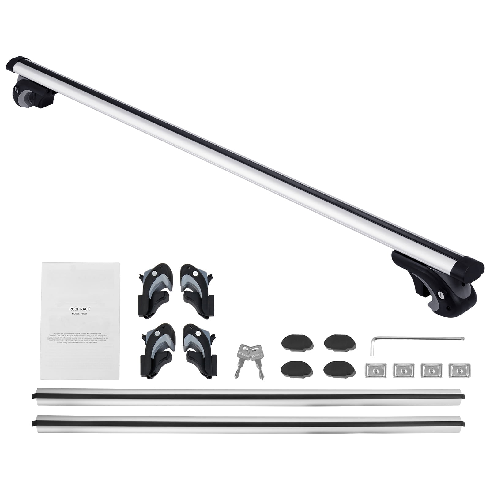 Walmart Deals of Free Shipping! SKYSHALO Universal Roof Rack Cross Bars, 54" Aluminum Roof Rack Crossbars, Fit Existing Raised Side Rail with Gap, 200 lbs Load Capacity, Adjustable Crossbars with Locks, for SUVs, Sedans, and Vans