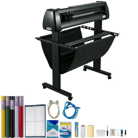 KFFKFF Vinyl Cutter 34 Inch Bundle, Vinyl Cutter Machine Manual Vinyl Printer LCD Display Plotter Cutter Sign Cutting, Design and Cut with Signmaster Software, Use Supplies Tools