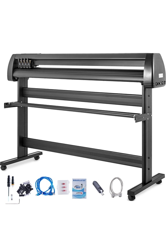 Vinyl Cutter 53 Inch Vinyl Cutter 1350mm Graphic Cutter LCD Display Vinyl Graphic Cutter Signmaster Software Sign Maker with Stand PC Only