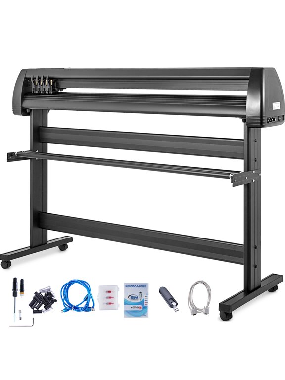 Vinyl Cutter 53 Inch Vinyl Cutter 1350mm Graphic Cutter LCD Display Vinyl Graphic Cutter Signmaster Software Sign Maker with Stand PC Only