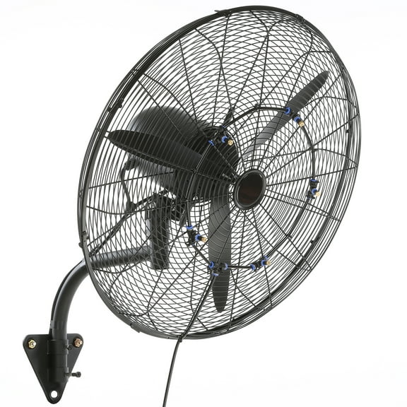 SKYSHALO Wall-Mount Misting Fan Oscillating Metal Fan 24.3'' 3 Speed Waterproof