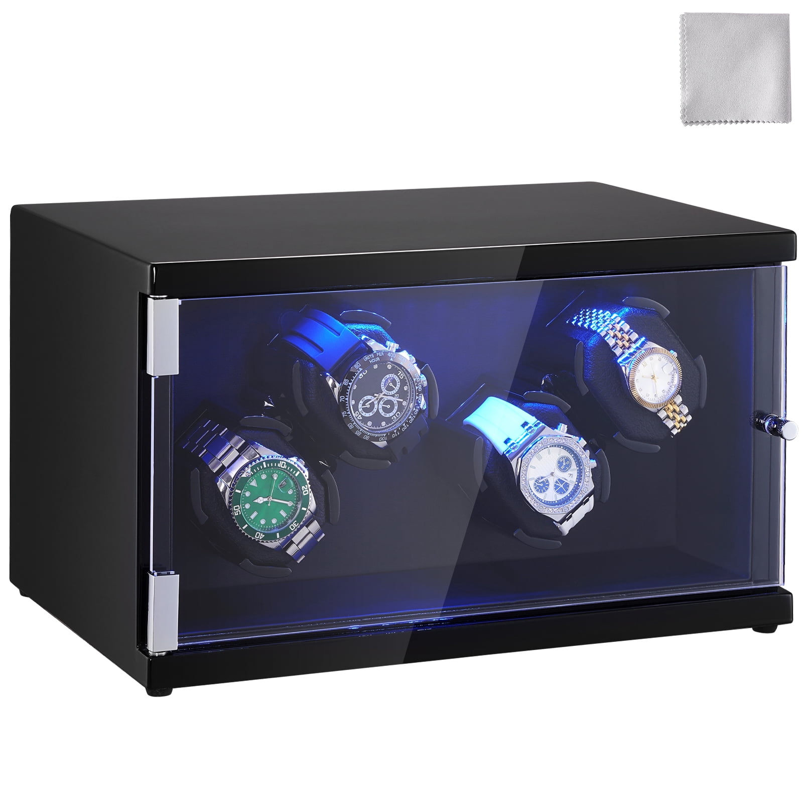 KFFKFF Watch Winder for 4 Automatic Watches with 2 Quiet Japanese Mabuchi Motors