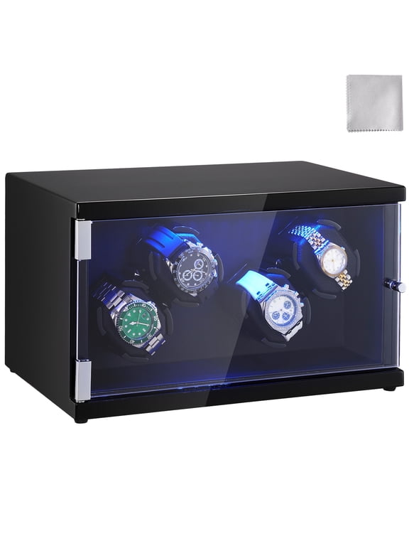 Watch Winder for 4 Automatic Watches with 2 Quiet Japanese Mabuchi Motors