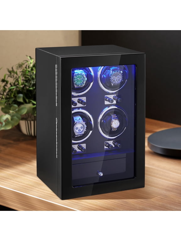 Watch Winder for 4 Automatic Watches with 4 Quiet Japanese Mabuchi Motors