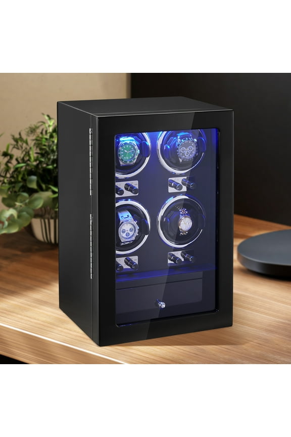 Watch Winder for 4 Automatic Watches with 4 Quiet Japanese Mabuchi Motors
