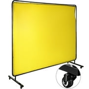 SKYSHALO Welding Screen with Frame 8' x 6', Welding Curtain with 4 Wheels, Welding Protection Screen Yellow Flame-Resistant Vinyl, Portable Light-Proof Professional