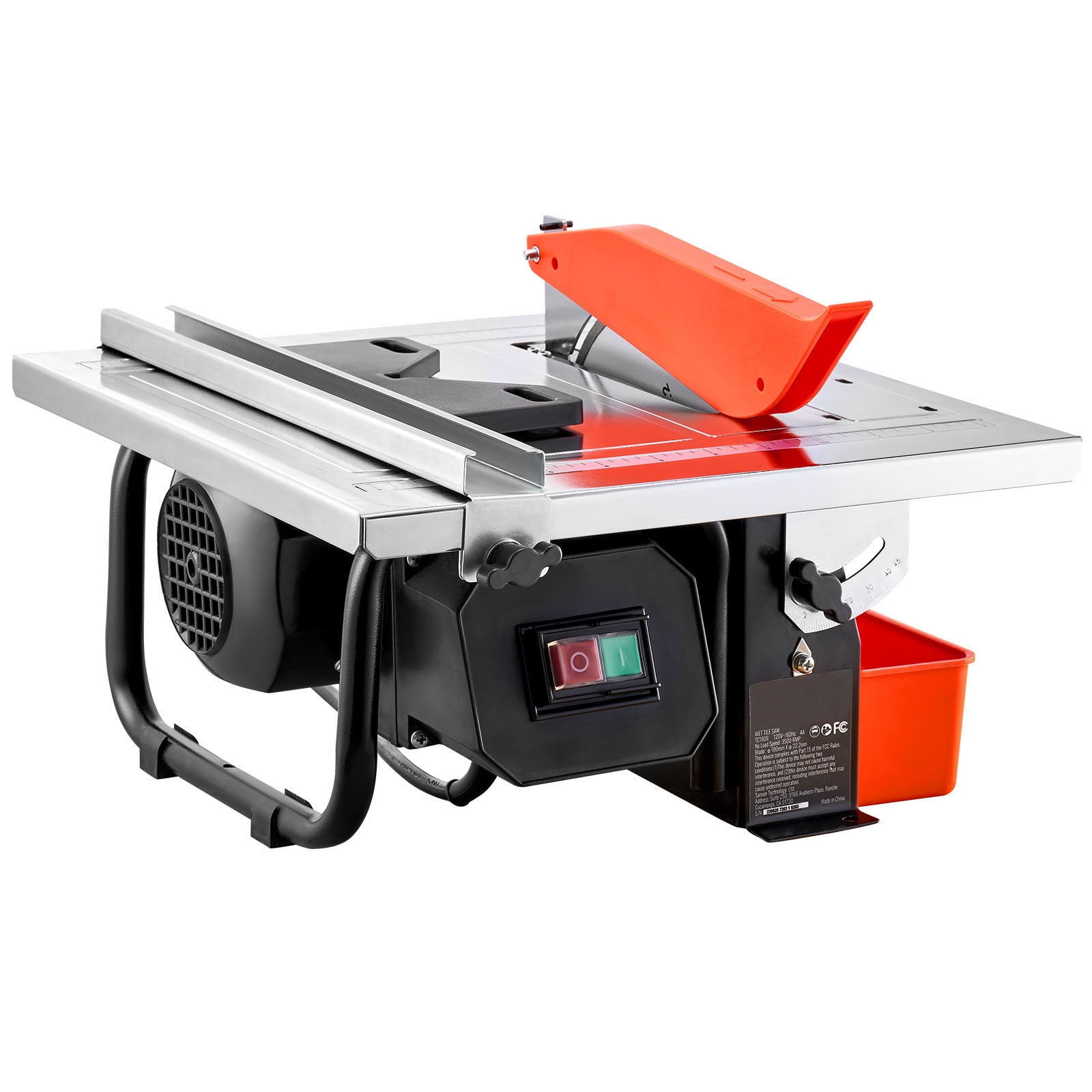 SKYSHALO Wet Tile Saw, 7-inch 65Mn Steel Blade, 3500 RPM Induction Motor, 0-45 Degrees Miter Angle for Cutting Tiles and Stones, Stainless Steel Deck for DIY