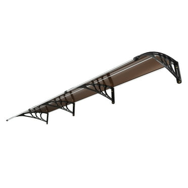KFFKFF Window Door Awning Canopy 38" x 117" PC Sheet Brown UV Rain Cover, UPF 50  Outdoor Patio Front Awning Canopy for Rain Snow Sunlight Protection (Brown)