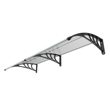 KFFKFF Window Door Awning Canopy UV 38" x 78" PC Sheet Transparent UV Rain Cover, UPF 50  Outdoor Patio Front Awning Canopy for Rain Snow Sunlight Protection (Clear)