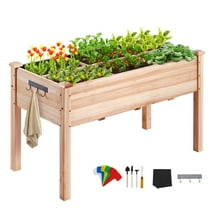 SKYSHALO Wooden Raised Garden Bed Planter Box 47.2x22.8x30" Flower Vegetable Herb