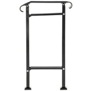 KFFKFF Wrought Iron Handrail, Adjustable Front Porch Hand Railings, Black Transitional Hand Rail for Wooden Stairs with Installation Kit, Fit 1 or 2 Steps Outdoor Stair Railing,