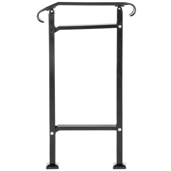 KFFKFF Wrought Iron Handrail, Adjustable Front Porch Hand Railings, Black Transitional Hand Rail for Wooden Stairs with Installation Kit, Fit 1 or 2 Steps Outdoor Stair Railing,